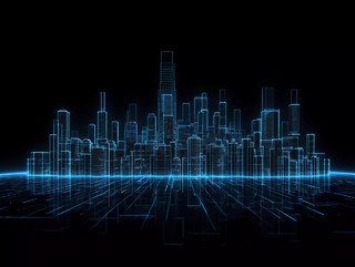 科技AI科技城市粒子城市背景